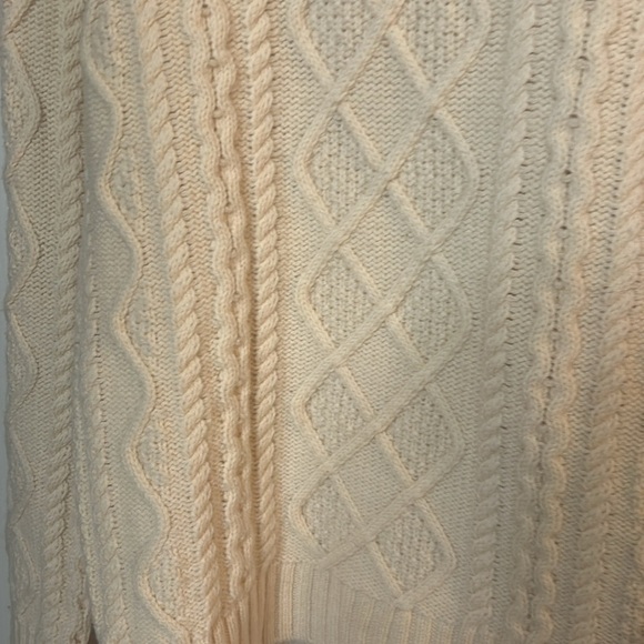 Woolovers cream Aran cable and ribbed turtleneck S wool fisherman chunky - Picture 2 of 6